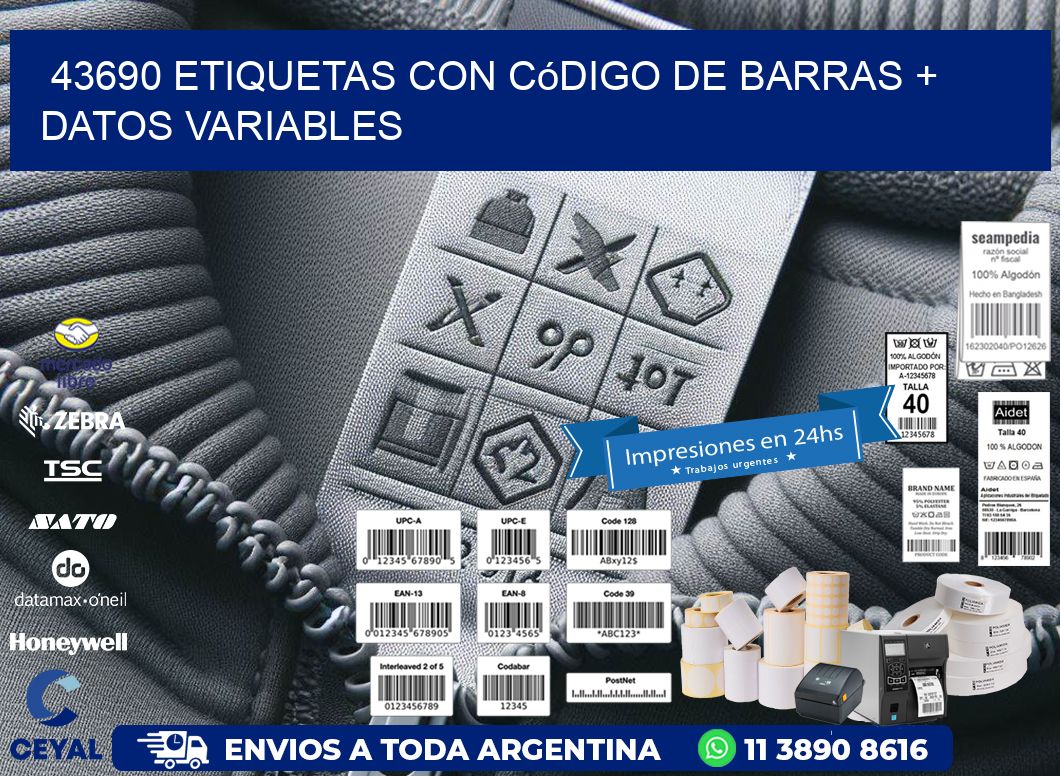 43690 etiquetas con código de barras + datos variables