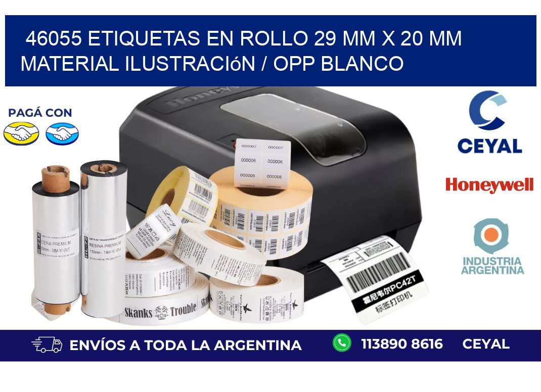 46055 Etiquetas en rollo 29 mm x 20 mm material Ilustración / OPP Blanco