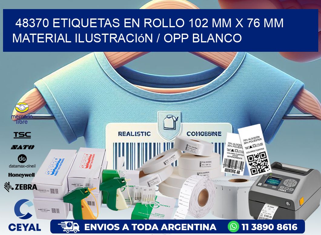 48370 Etiquetas en rollo 102 mm x 76 mm material Ilustración / OPP Blanco