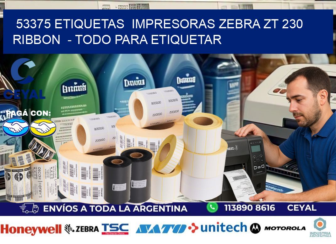53375 etiquetas  impresoras zebra zt 230 ribbon  - Todo para Etiquetar