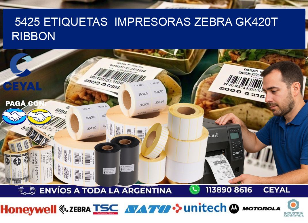 5425 Etiquetas  impresoras zebra gk420t ribbon