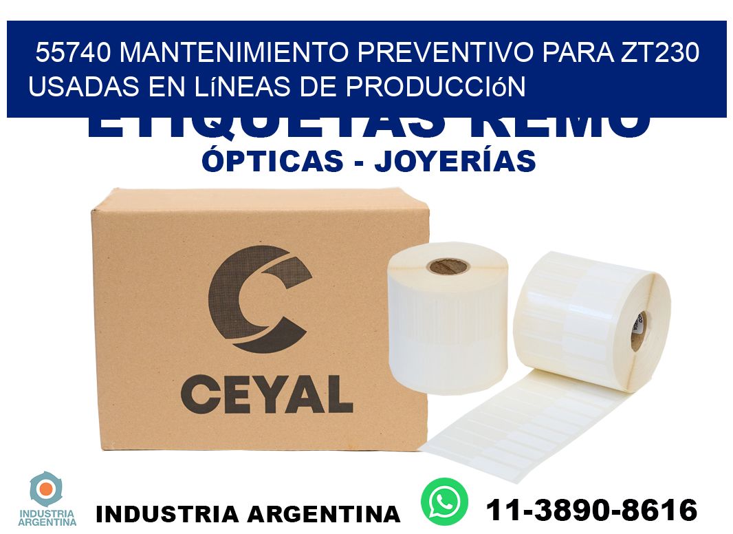 55740 mantenimiento preventivo para zt230 usadas en líneas de producción