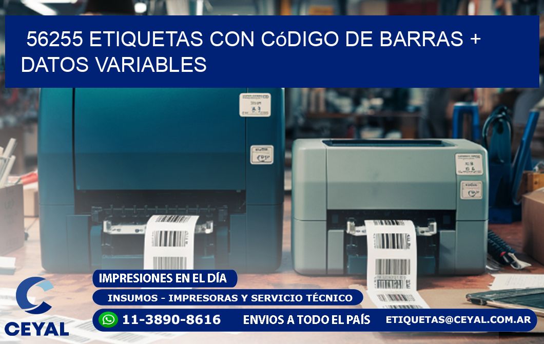 56255 etiquetas con código de barras + datos variables