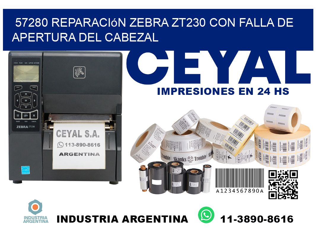 57280 reparación zebra zt230 con falla de apertura del cabezal