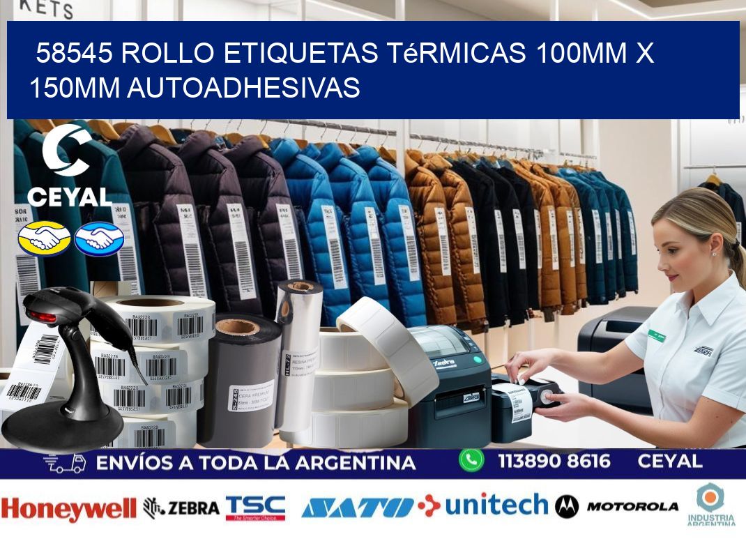 58545 Rollo Etiquetas Térmicas 100mm X 150mm Autoadhesivas