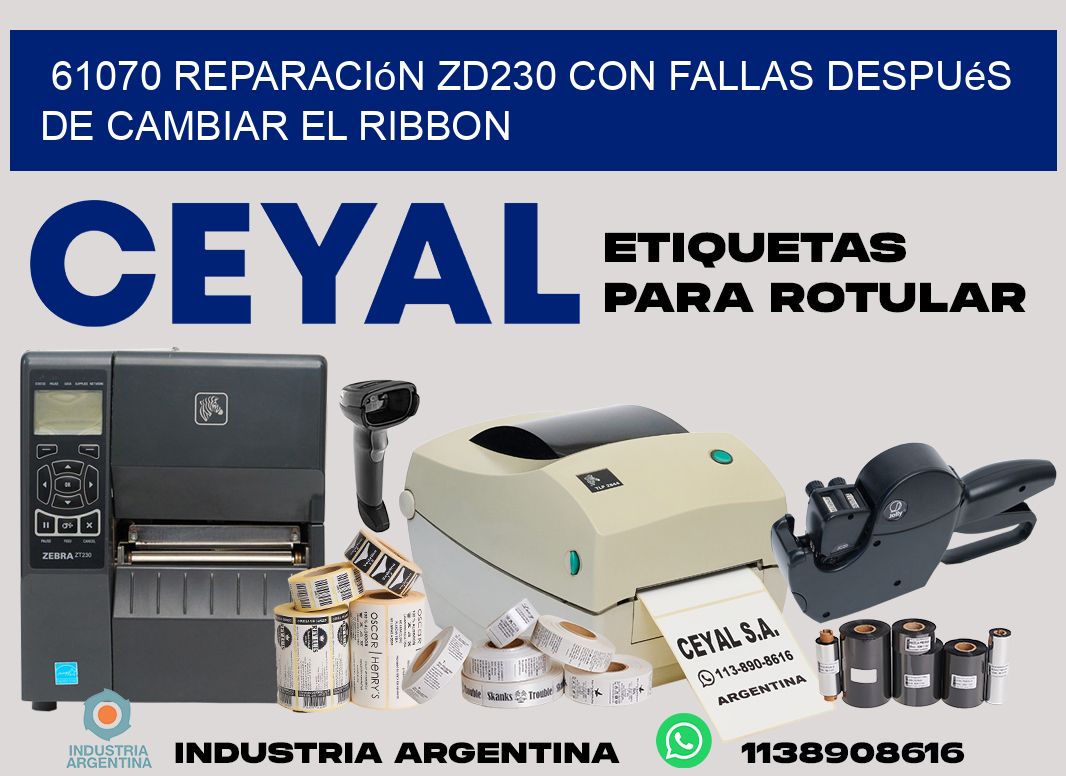 61070 reparación zd230 con fallas después de cambiar el ribbon