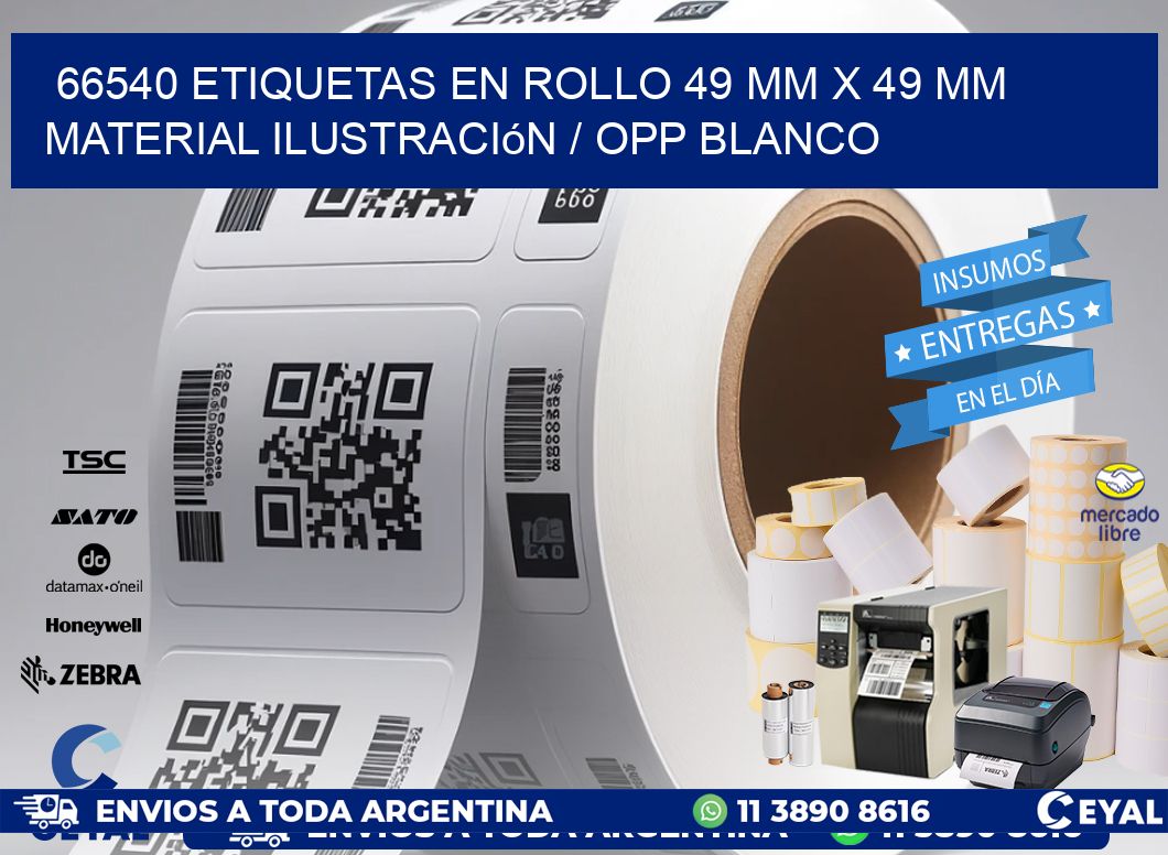 66540 Etiquetas en rollo 49 mm x 49 mm material Ilustración / OPP Blanco