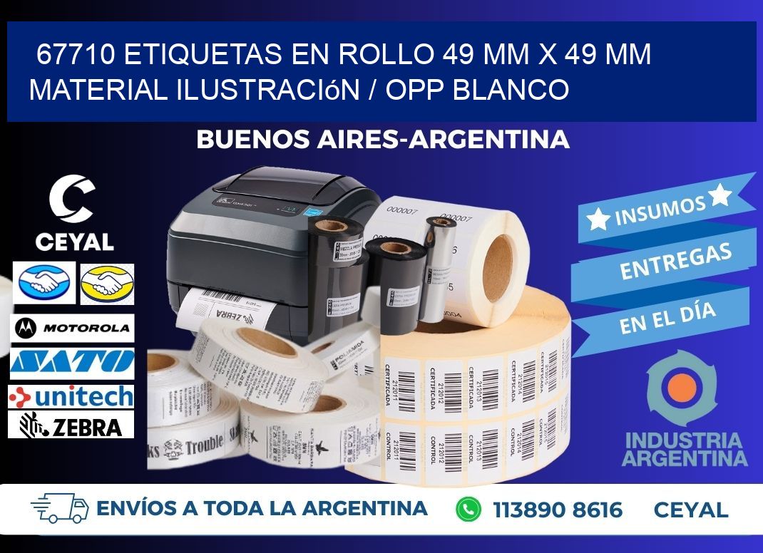 67710 Etiquetas en rollo 49 mm x 49 mm material Ilustración / OPP Blanco