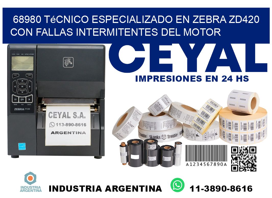 68980 técnico especializado en zebra zd420 con fallas intermitentes del motor