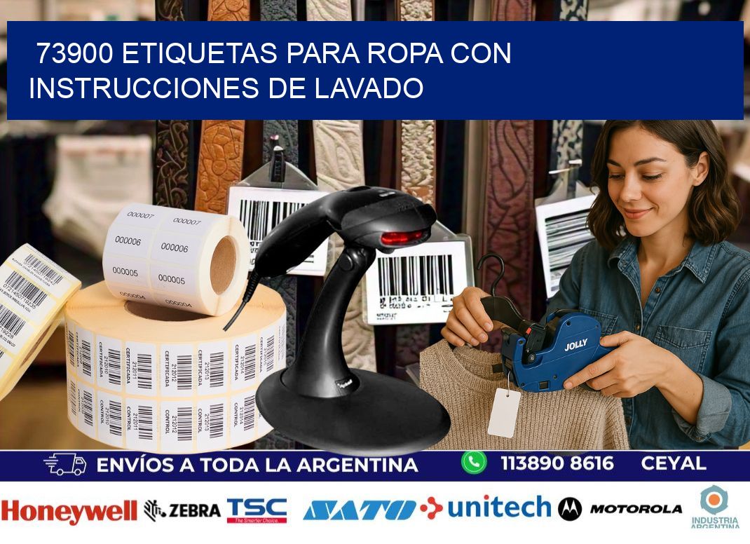 73900 etiquetas para ropa con instrucciones de lavado