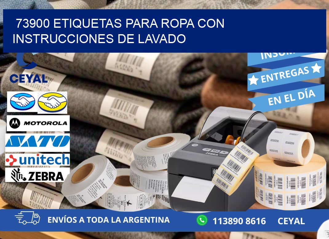 73900 etiquetas para ropa con instrucciones de lavado