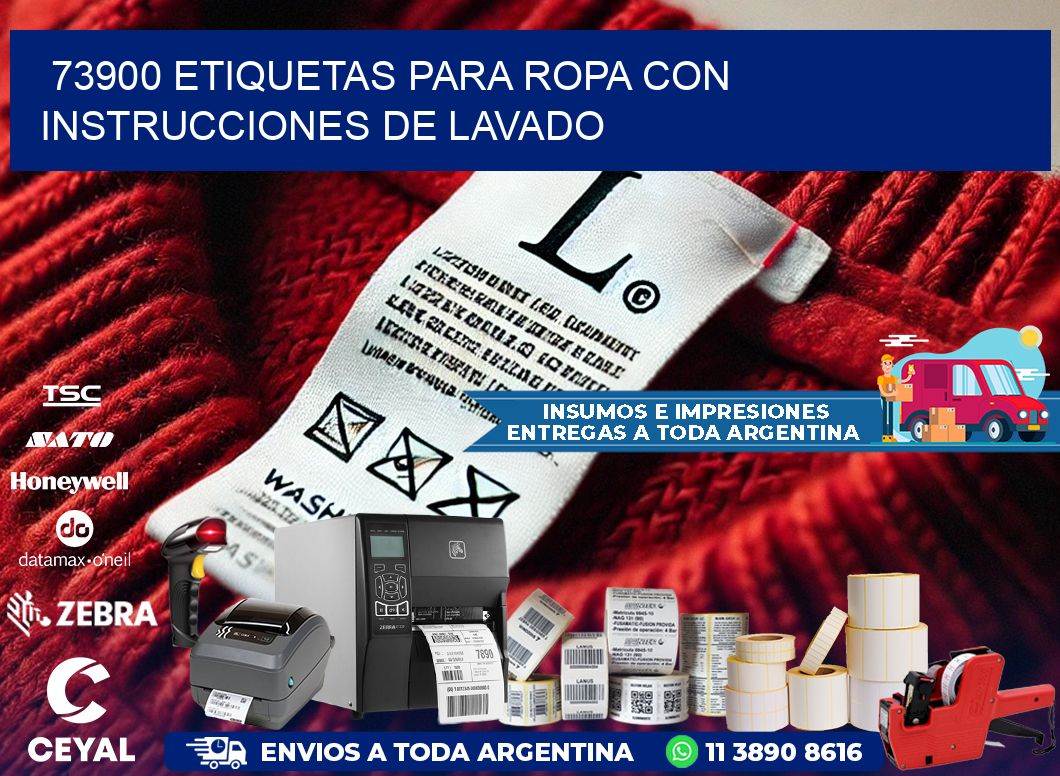 73900 etiquetas para ropa con instrucciones de lavado