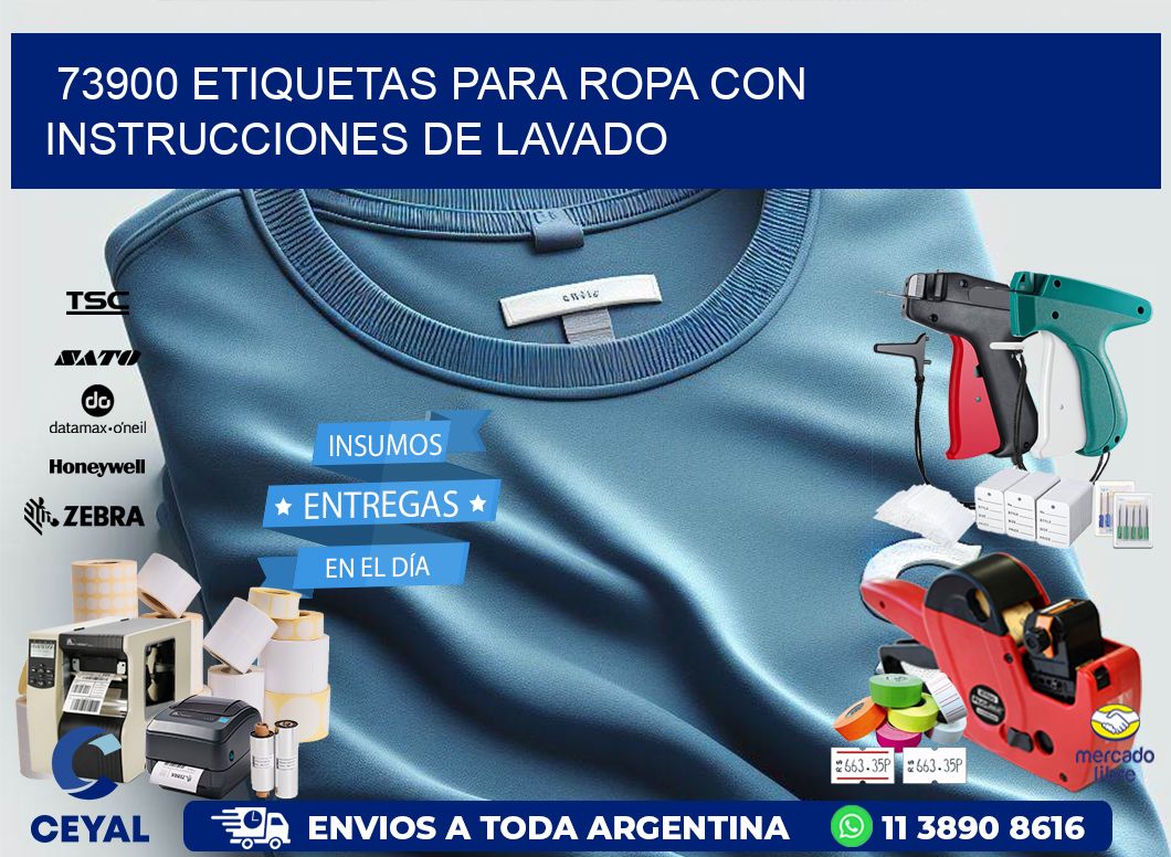 73900 etiquetas para ropa con instrucciones de lavado