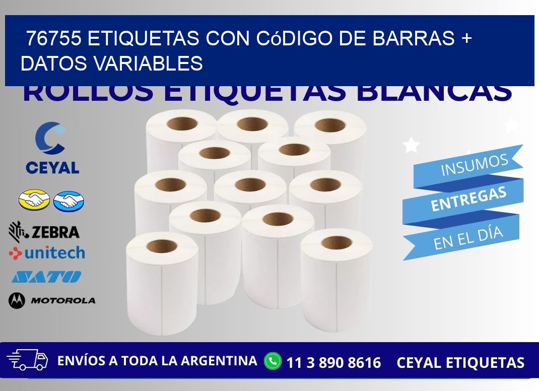 76755 etiquetas con código de barras + datos variables