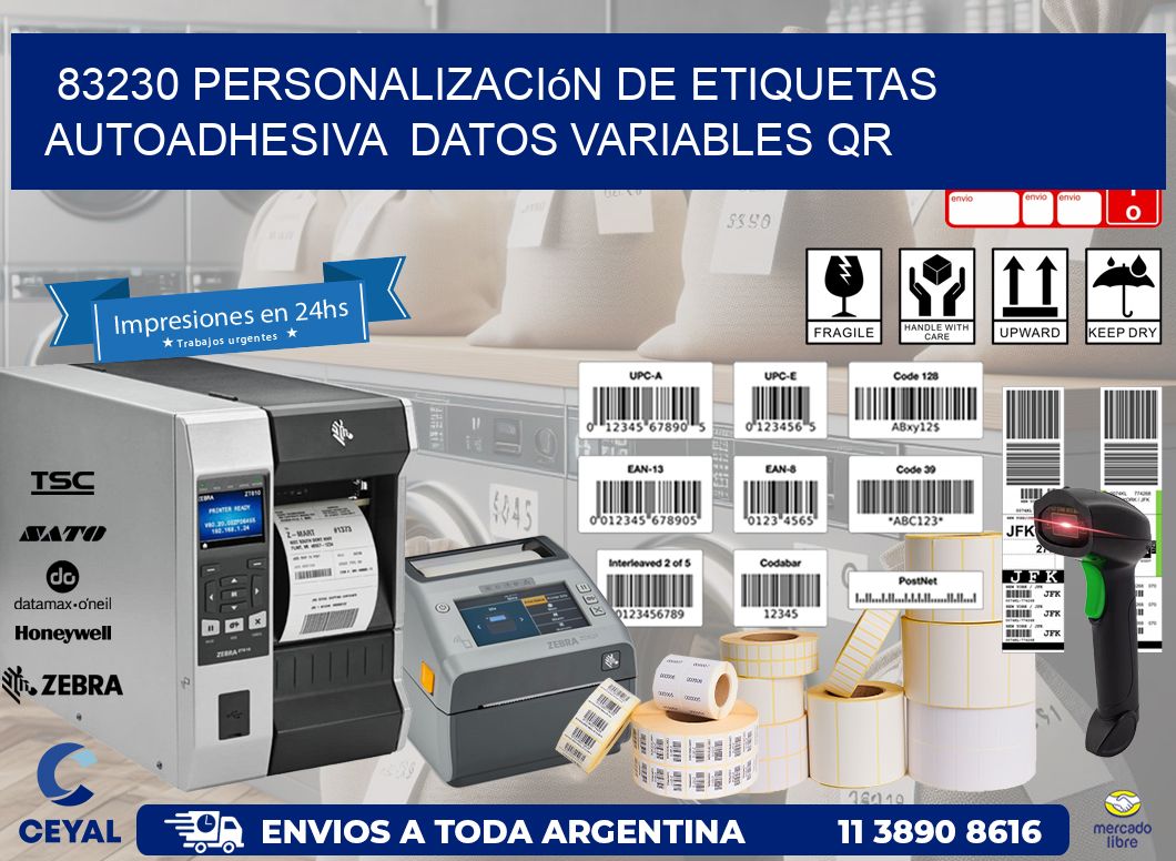 83230 Personalización de etiquetas autoadhesiva  datos variables QR