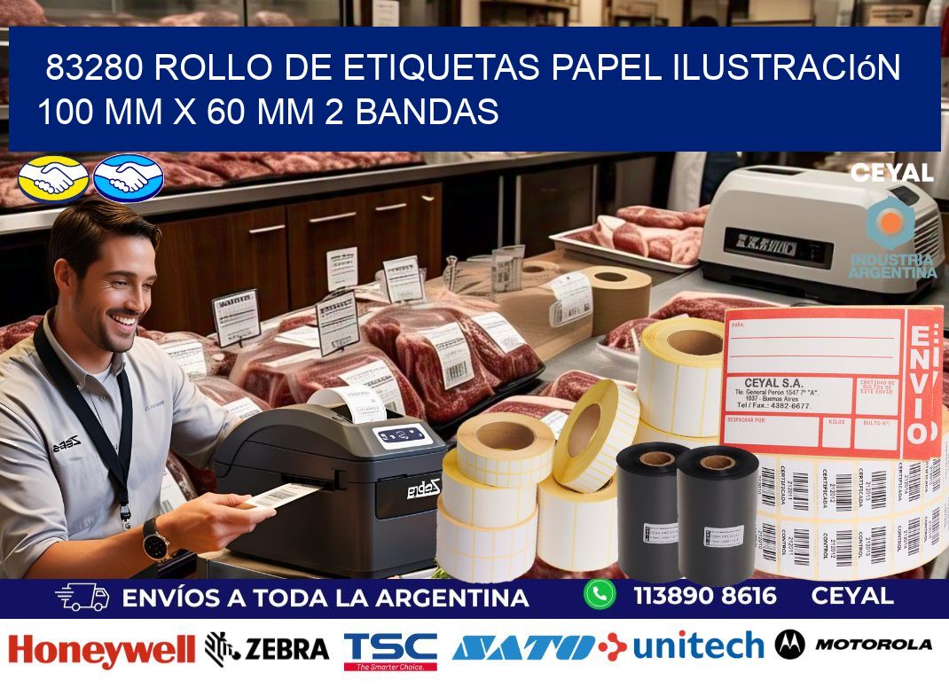83280 Rollo de Etiquetas Papel Ilustración 100 mm x 60 mm 2 Bandas