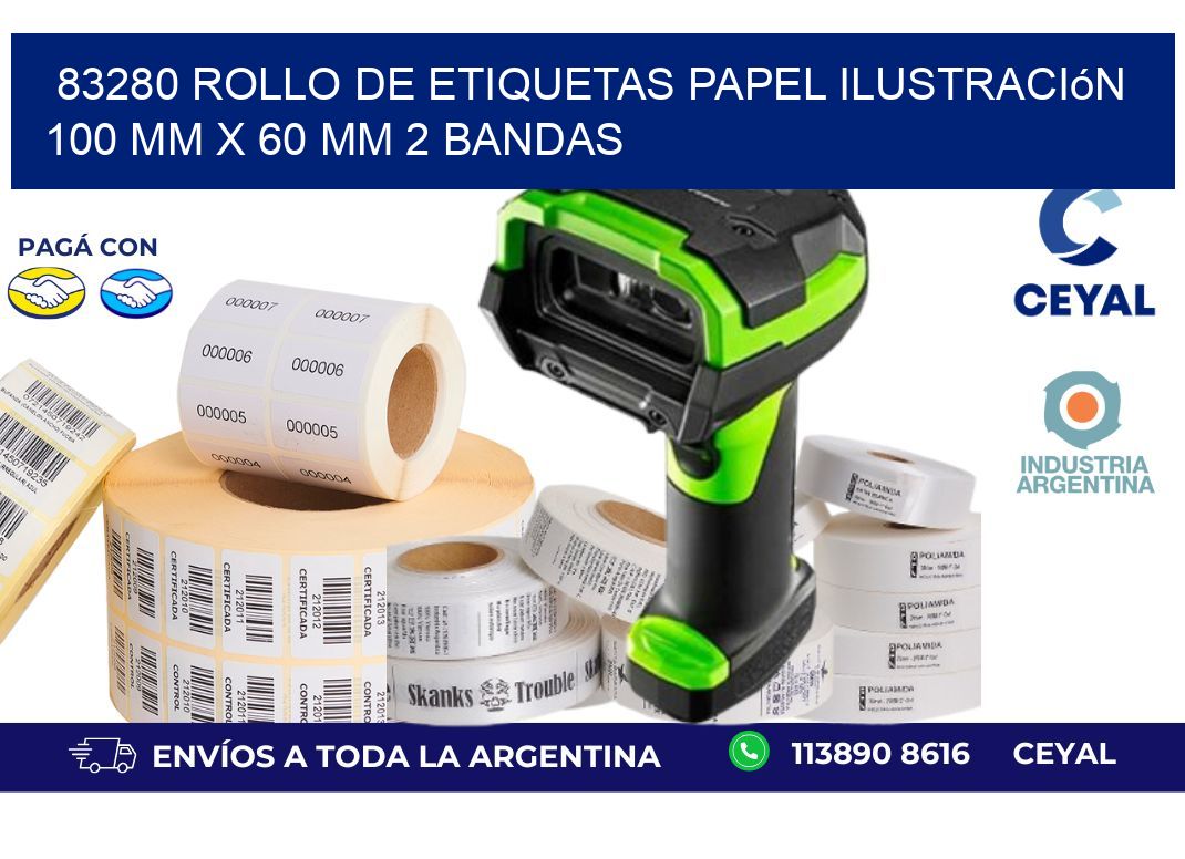 83280 Rollo de Etiquetas Papel Ilustración 100 mm x 60 mm 2 Bandas