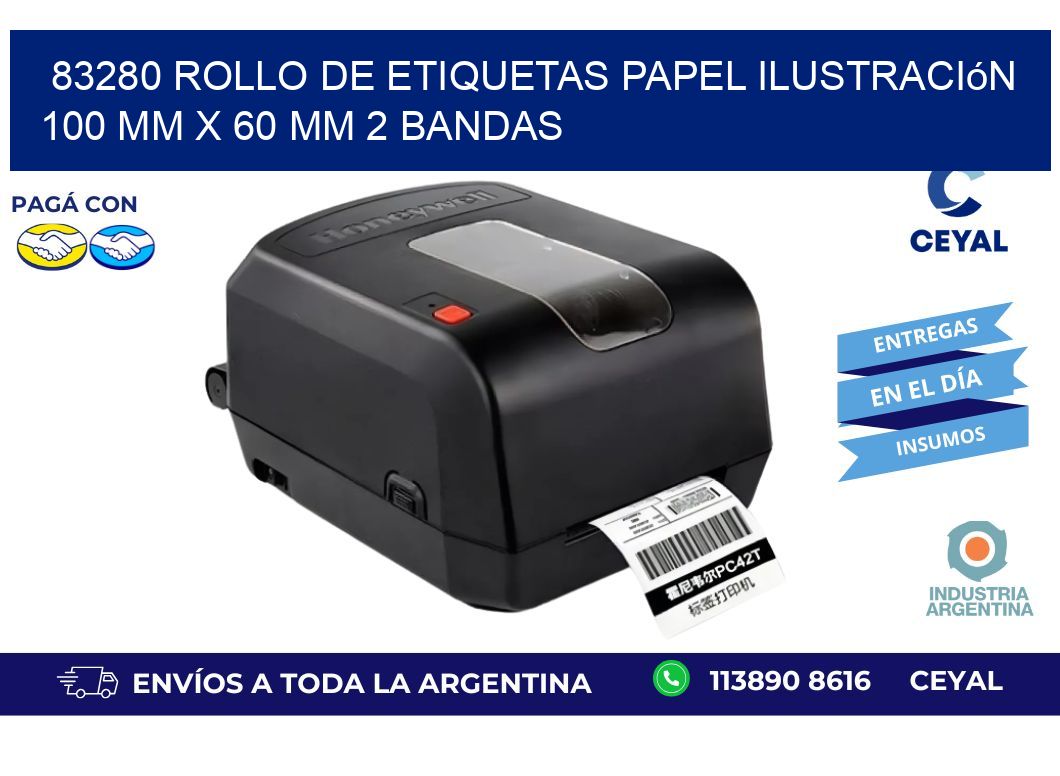 83280 Rollo de Etiquetas Papel Ilustración 100 mm x 60 mm 2 Bandas