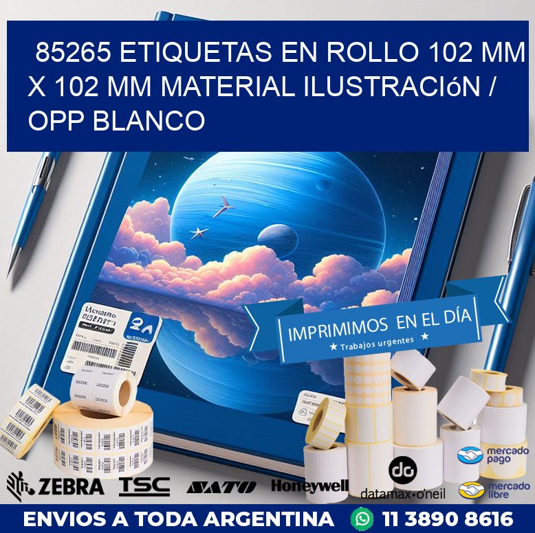 85265 Etiquetas en rollo 102 mm x 102 mm material Ilustración / OPP Blanco