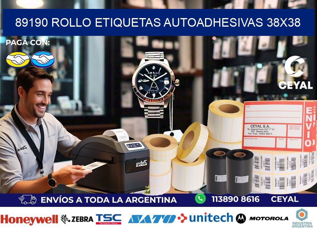 89190 Rollo Etiquetas autoadhesivas 38x38
