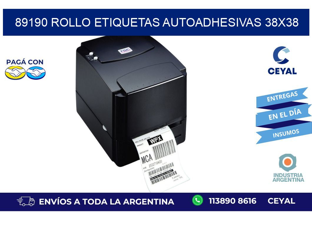 89190 Rollo Etiquetas autoadhesivas 38x38