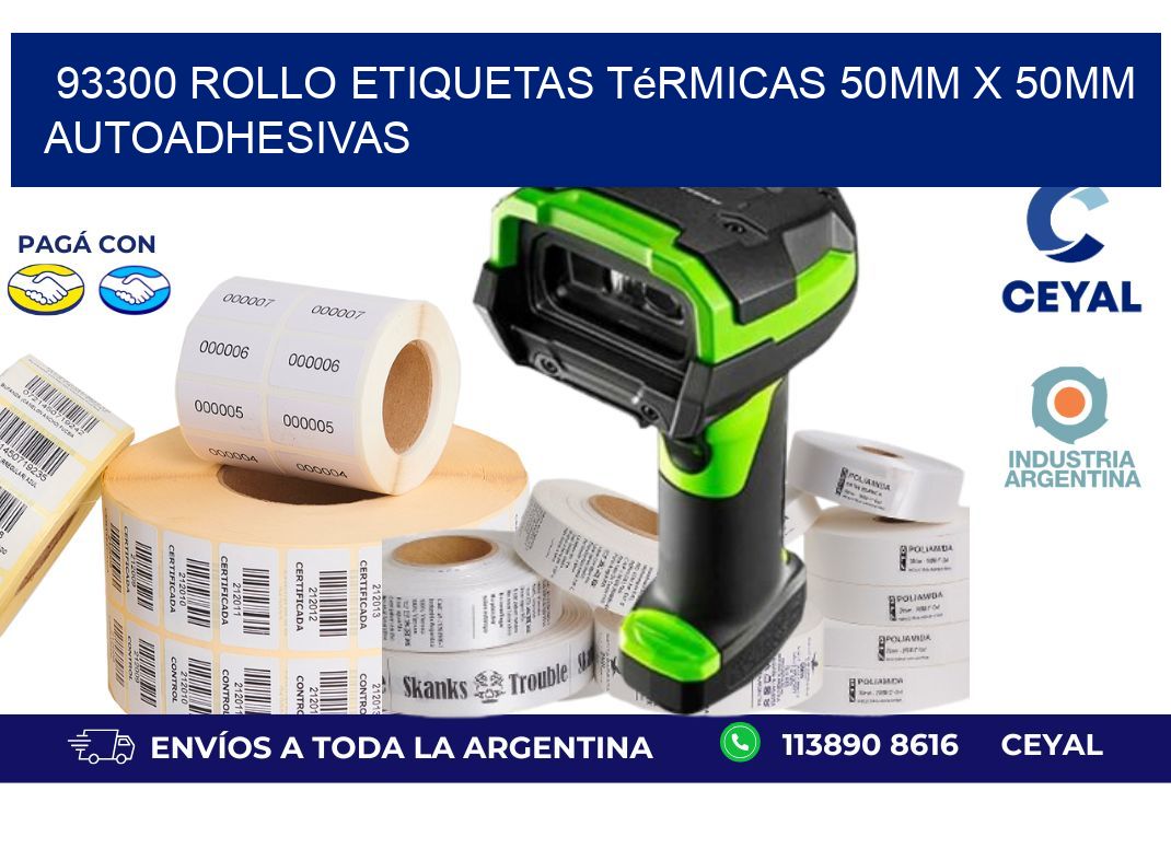 93300 Rollo Etiquetas Térmicas 50mm X 50mm Autoadhesivas