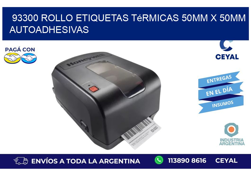 93300 Rollo Etiquetas Térmicas 50mm X 50mm Autoadhesivas