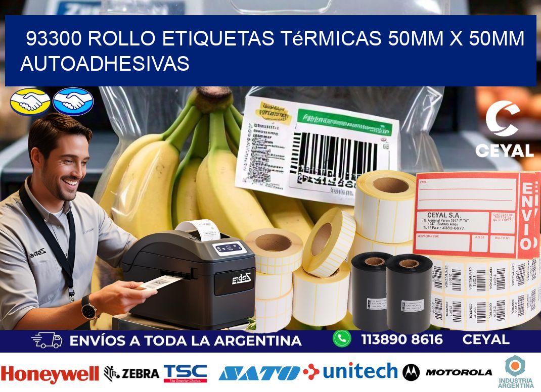 93300 Rollo Etiquetas Térmicas 50mm X 50mm Autoadhesivas