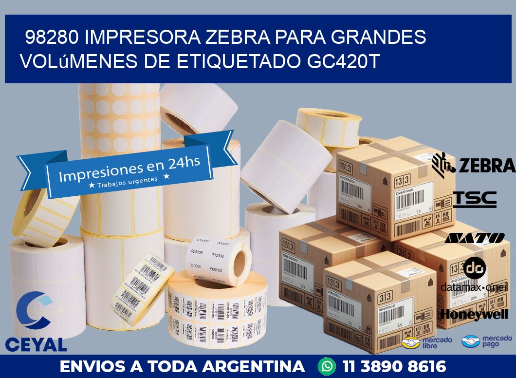 98280 impresora Zebra para grandes volúmenes de etiquetado GC420T