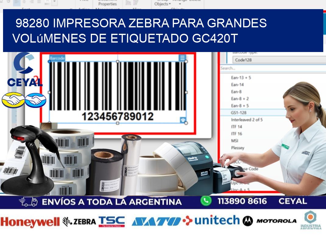 98280 impresora Zebra para grandes volúmenes de etiquetado GC420T