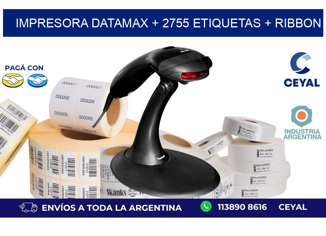 impresora DATAMAX + 2755 etiquetas + ribbon