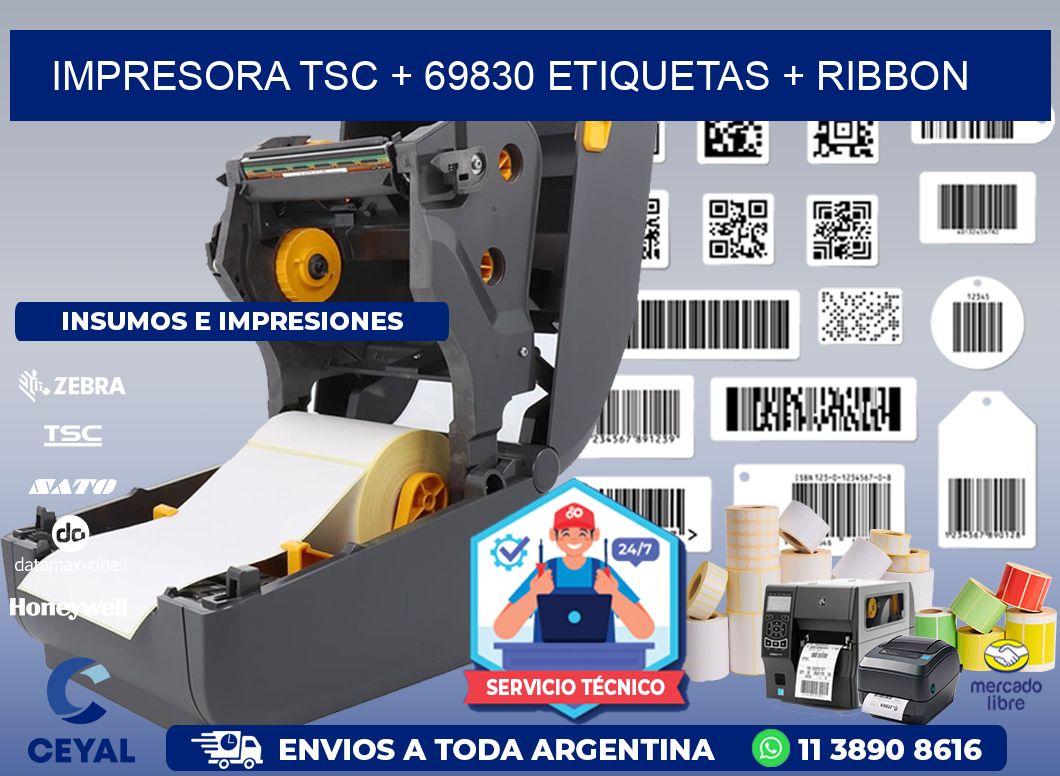 impresora TSC + 69830 etiquetas + ribbon