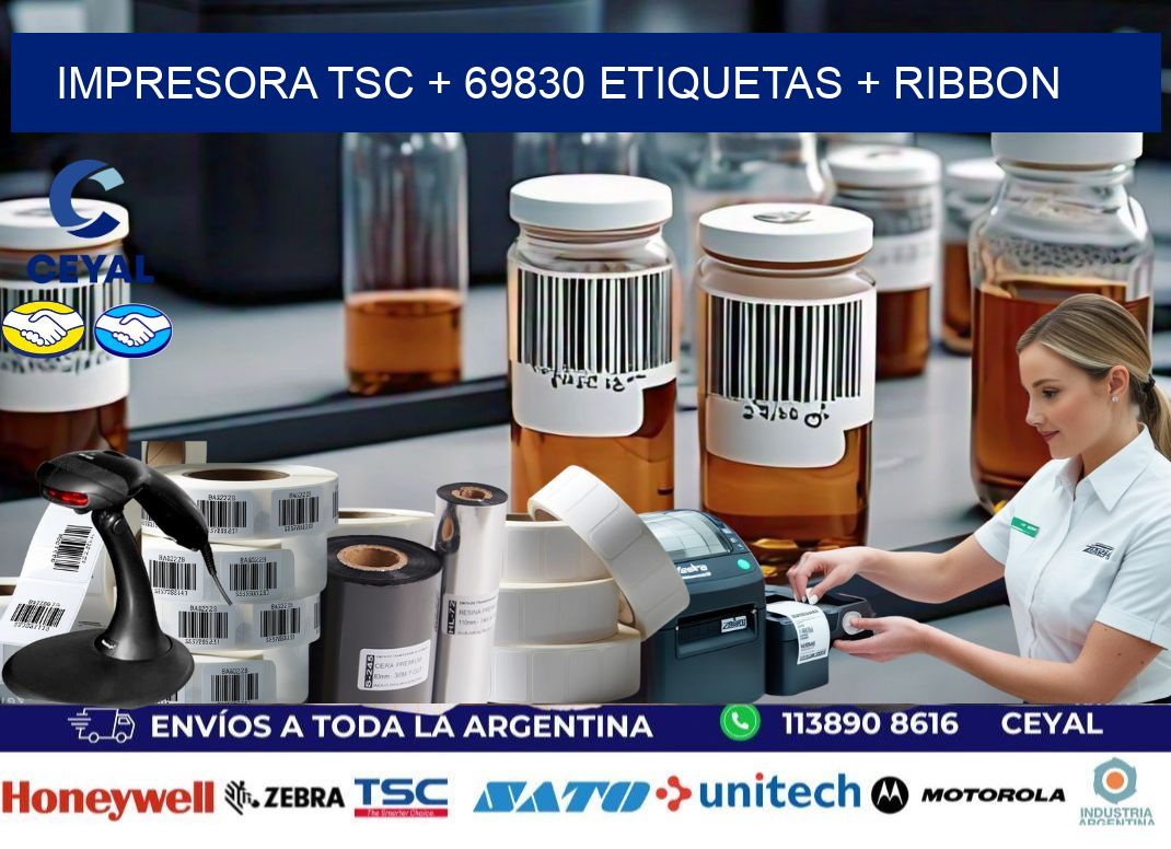 impresora TSC + 69830 etiquetas + ribbon