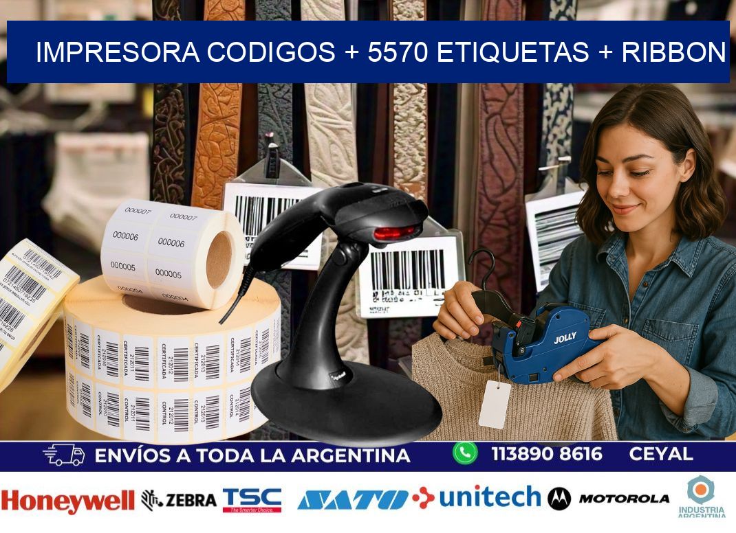 impresora codigos + 5570 etiquetas + ribbon