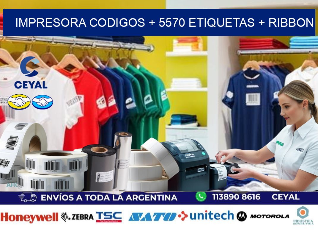 impresora codigos + 5570 etiquetas + ribbon