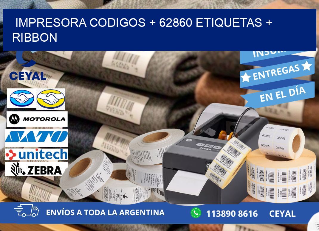impresora codigos + 62860 etiquetas + ribbon