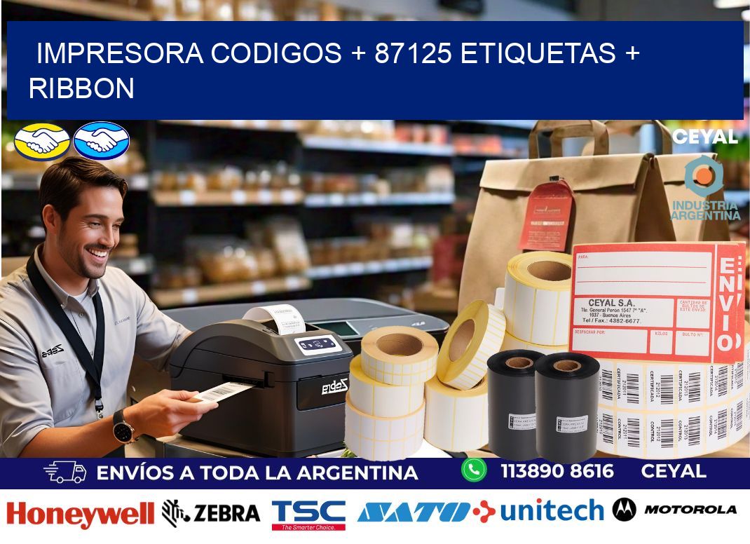 impresora codigos + 87125 etiquetas + ribbon