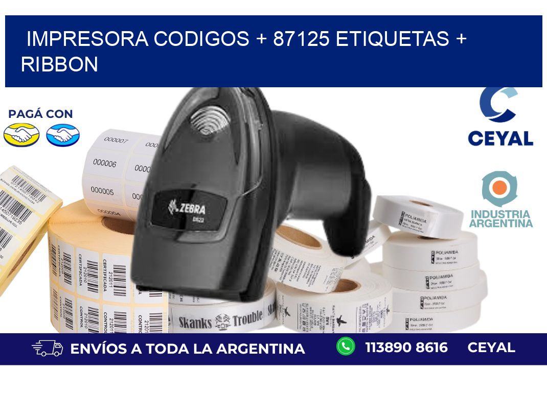 impresora codigos + 87125 etiquetas + ribbon