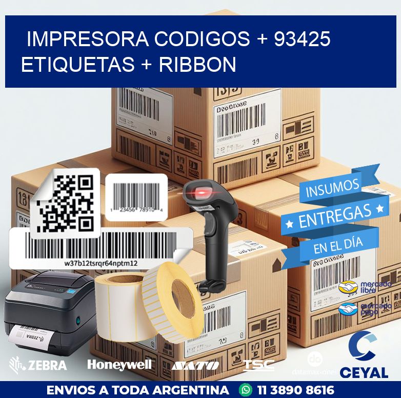 impresora codigos + 93425 etiquetas + ribbon