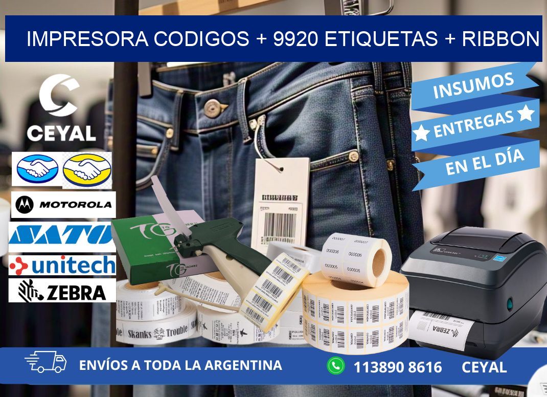 impresora codigos + 9920 etiquetas + ribbon