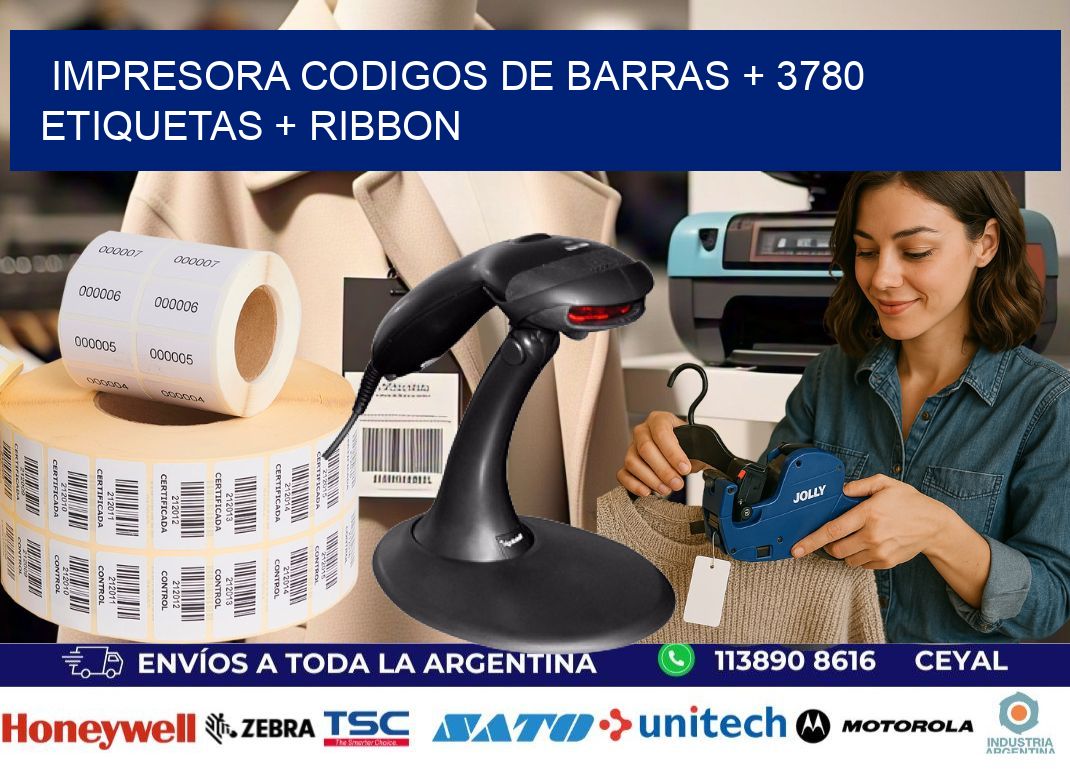 impresora codigos de barras + 3780 etiquetas + ribbon