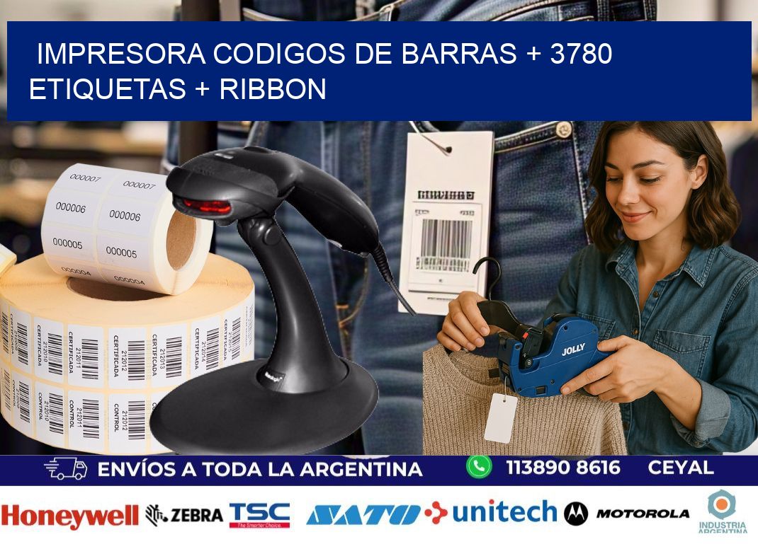 impresora codigos de barras + 3780 etiquetas + ribbon