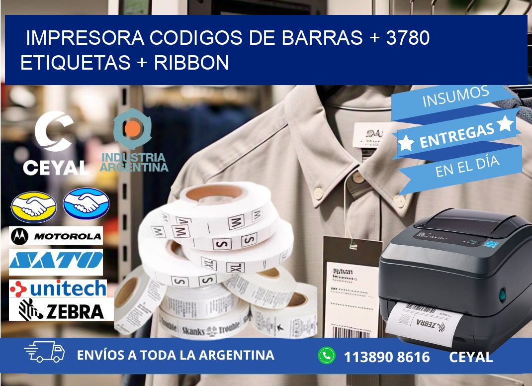 impresora codigos de barras + 3780 etiquetas + ribbon