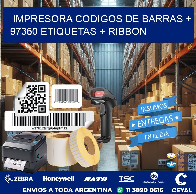 impresora codigos de barras + 97360 etiquetas + ribbon