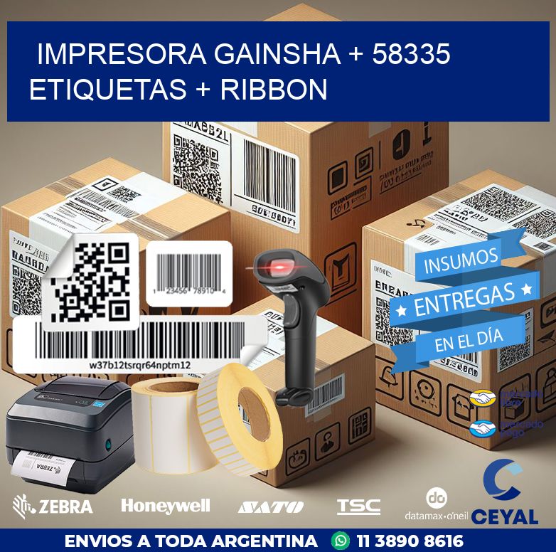 impresora gainsha + 58335 etiquetas + ribbon