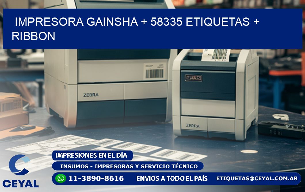 impresora gainsha + 58335 etiquetas + ribbon