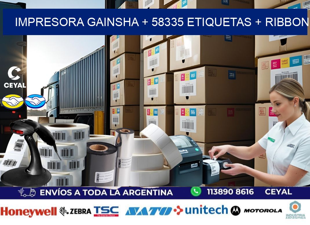 impresora gainsha + 58335 etiquetas + ribbon