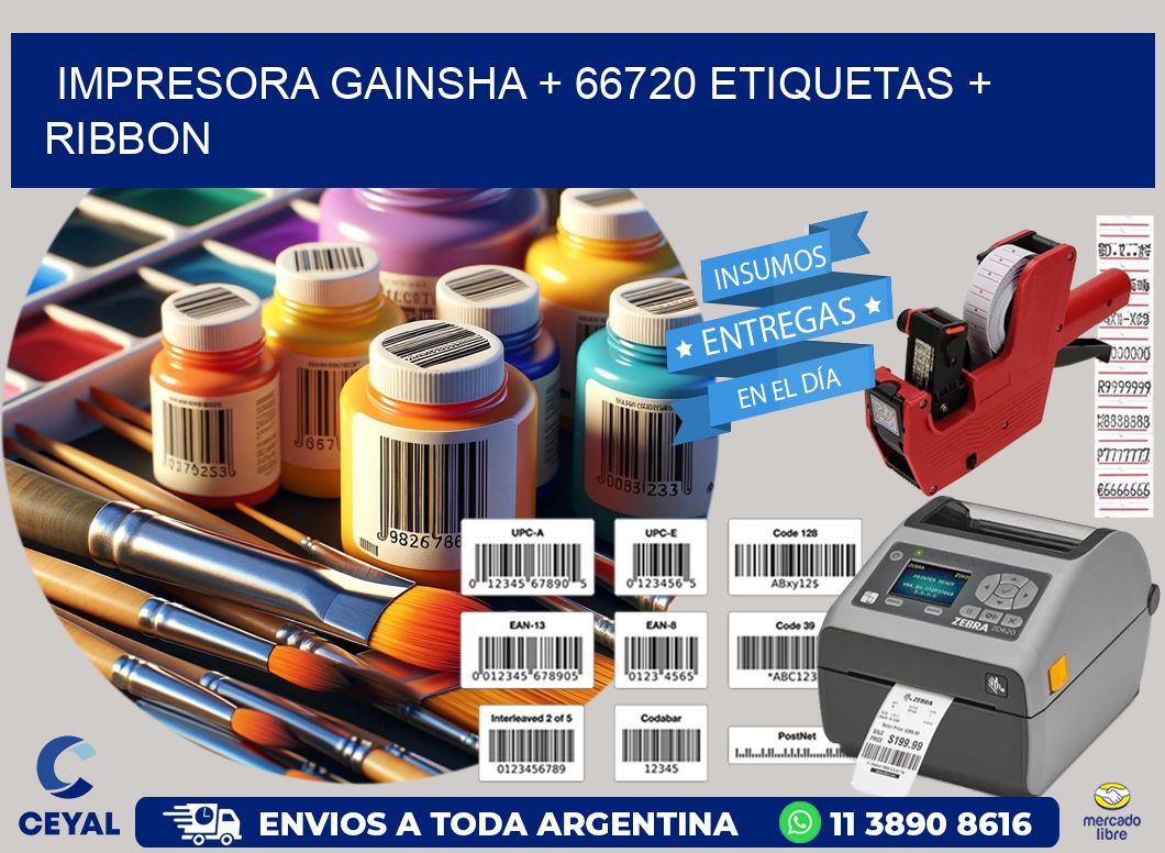impresora gainsha + 66720 etiquetas + ribbon