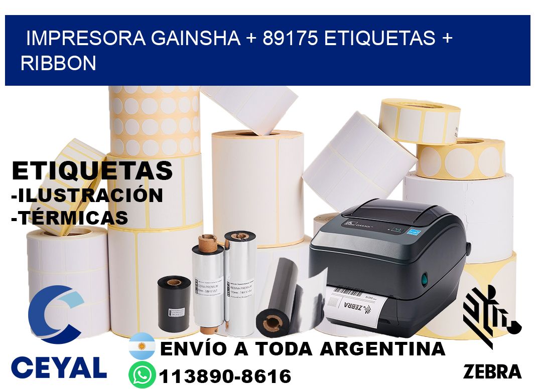 impresora gainsha + 89175 etiquetas + ribbon