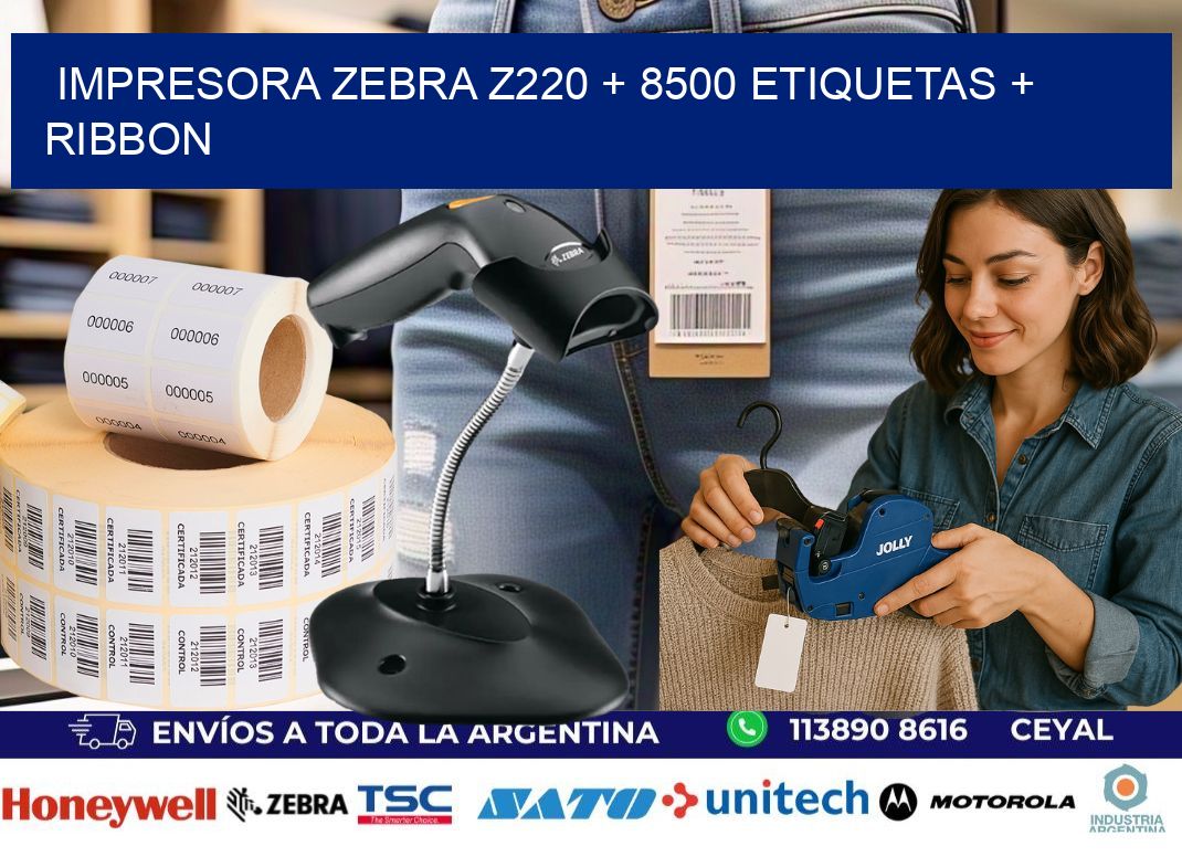 impresora zebra z220 + 8500 etiquetas + ribbon